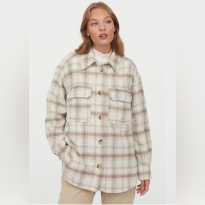 H&M Beige and White Plaid shirt jacket (shacket)